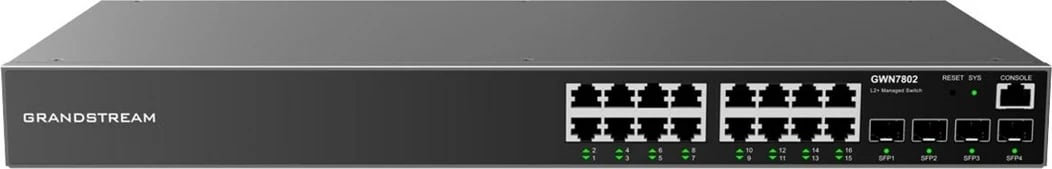 Switch Grandstream GWN 7802, 16GE, 4SFP, i menaxhueshëm, i zi