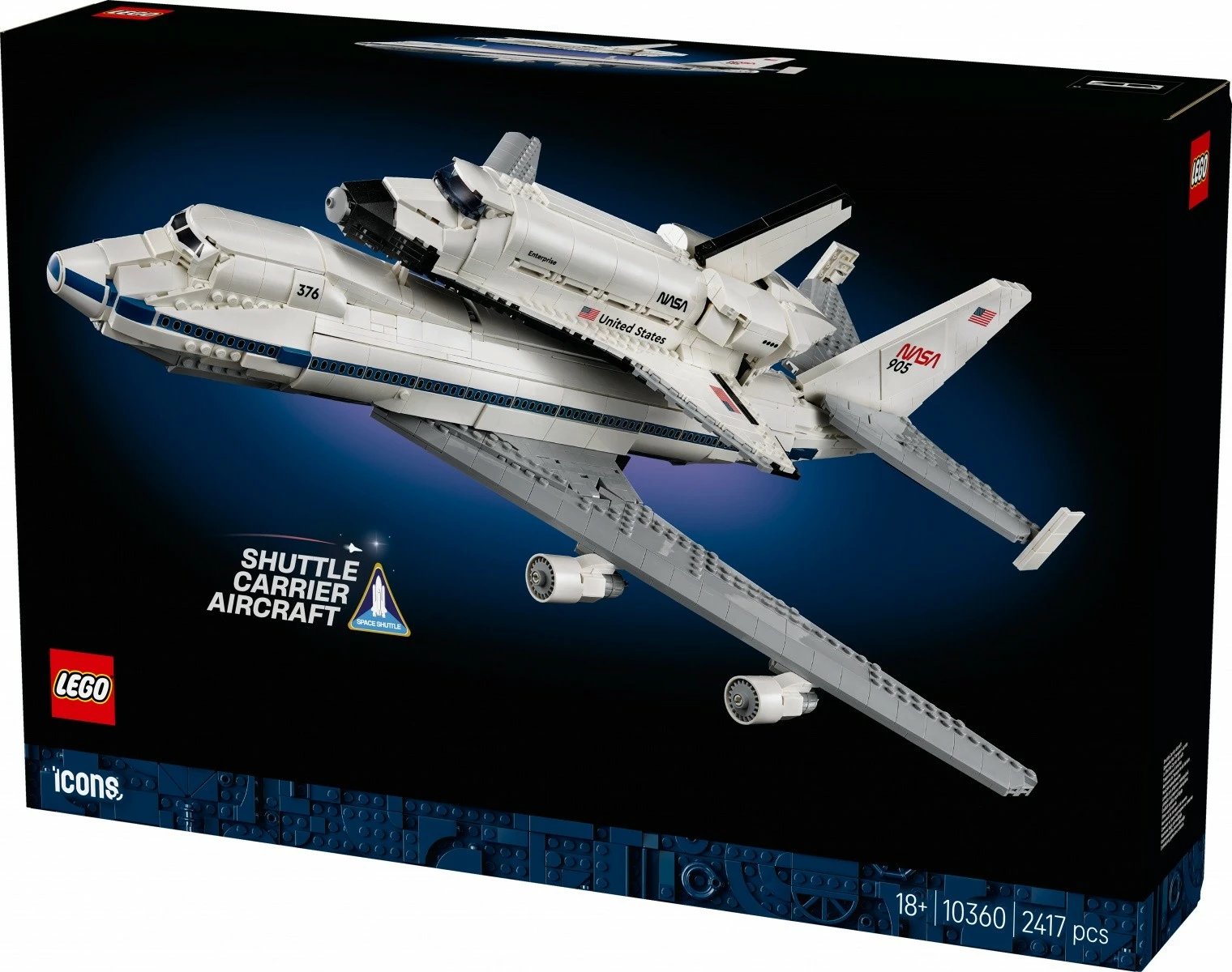 Set ndërtimi, LEGO, Icons Shuttle Carrier 10360, 2417 pjesë, model Boeing 747 me NASA Space Shuttle, 18+