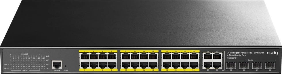Switch CUDY GS2028PS4-400W, 24 porta Gigabit, 4 SFP, PoE, 1U, i zi