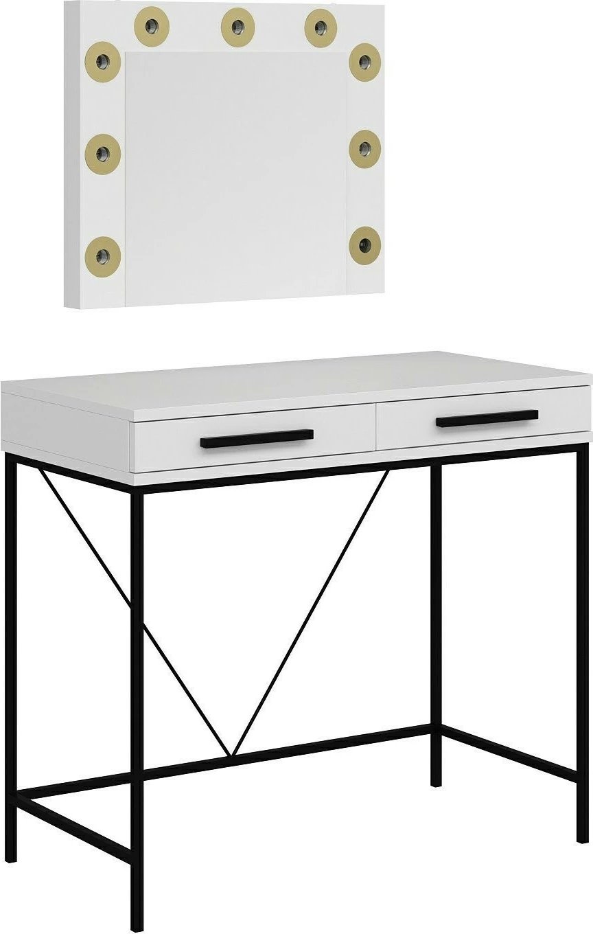 Tavolinë grimi Skye Decor, pasqyrë Sane Mirror3, e bardhë