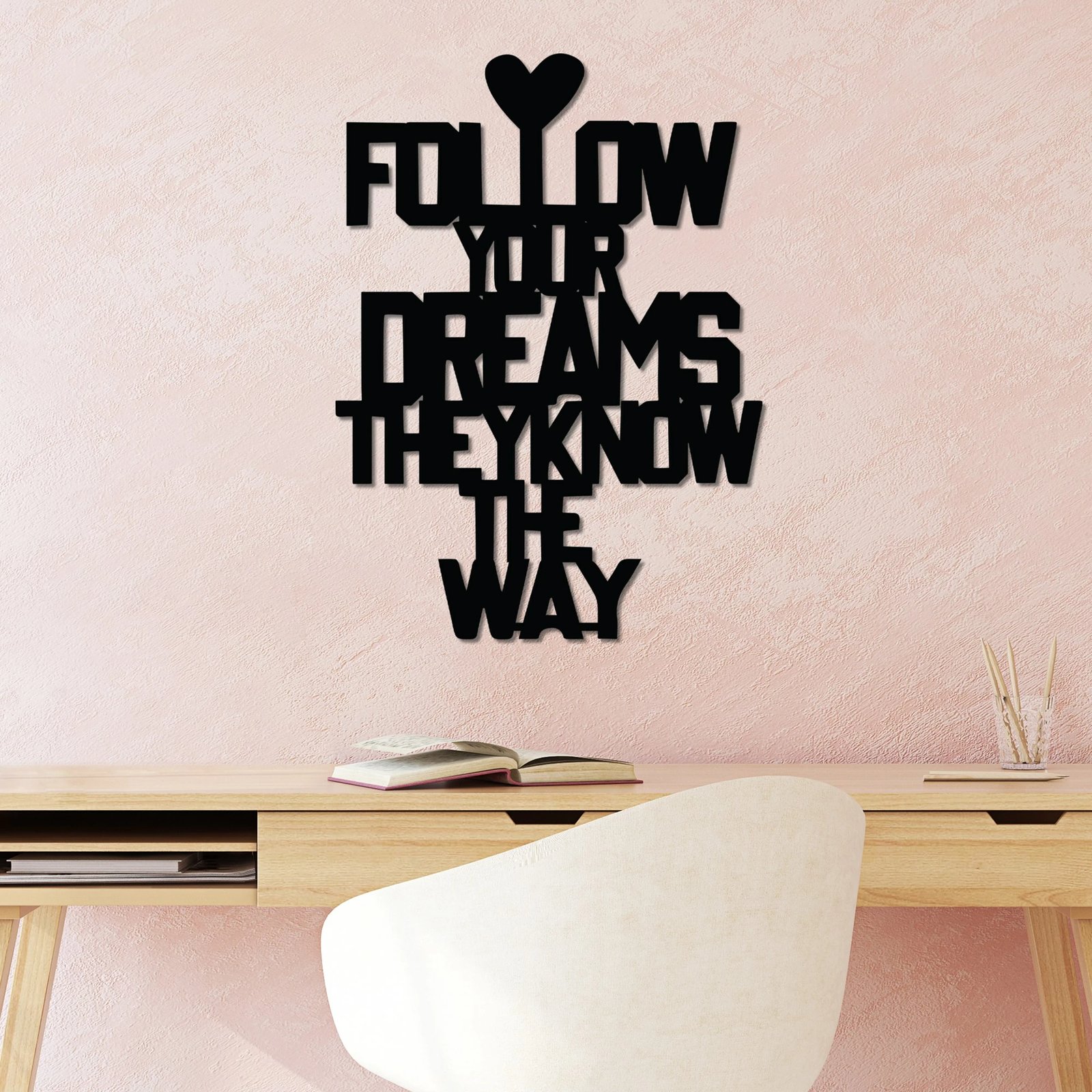 Aksesor dekorativ metalik për mur, Wallity, Dreams Way, ngjyrë e zezë, 40x54cm