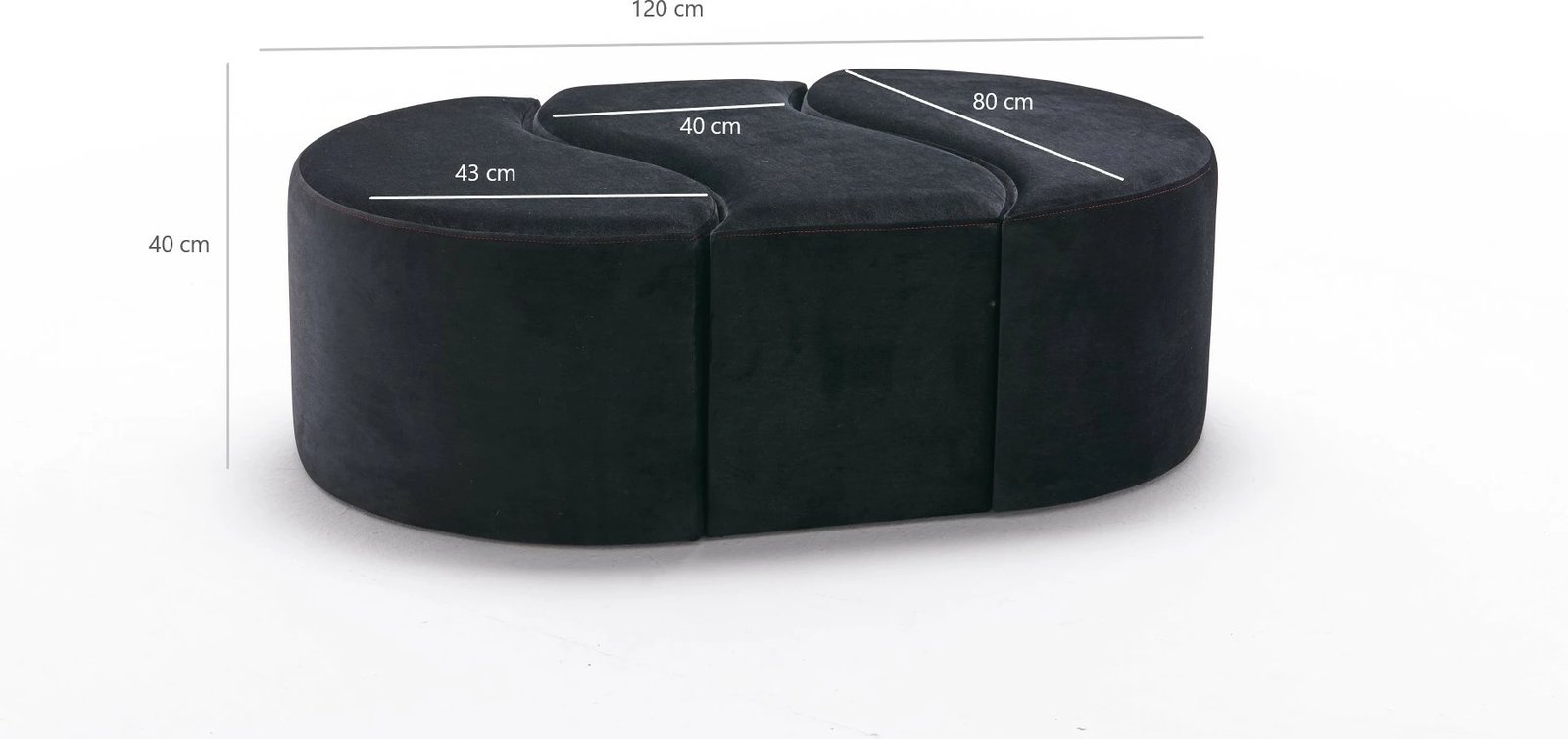 Pufë Alya, Atelier del Sofa, anthracite dhe rozë, set prej 2 copash