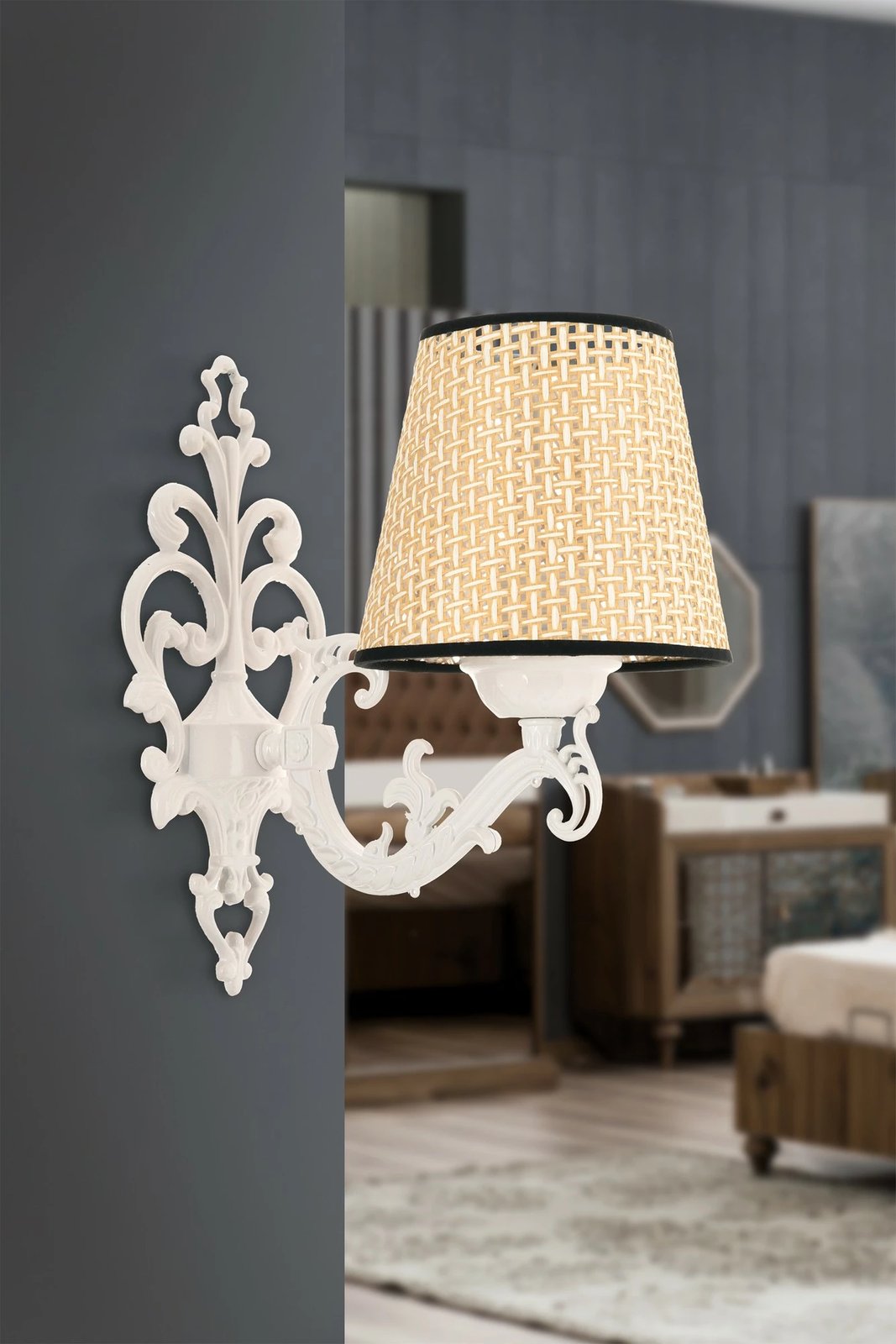 Llambë muri Opviq Claire, korale-natyrale, e bardhë