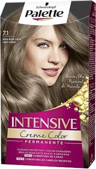 Ngjyrë për flokë Schwarzkopf Palette Intensive Creme Color Tint 7.1 bionde e mesme me ton hiri