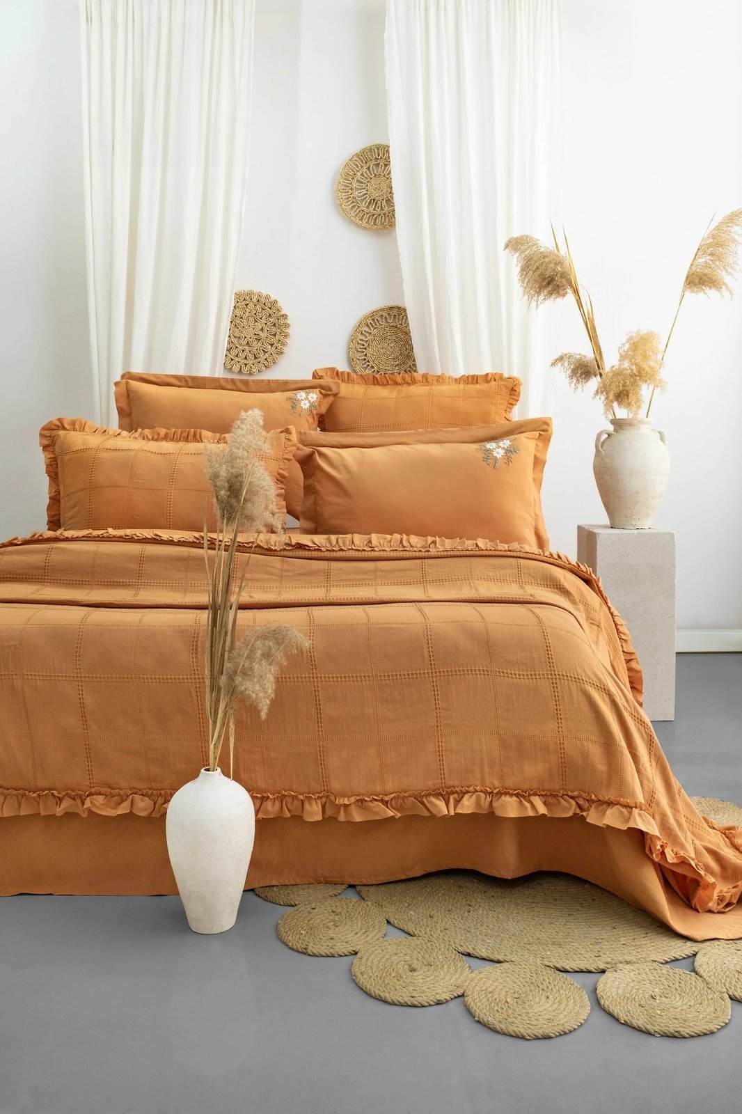 Set mbulesë krevati dopio, Fiorella, portokalli