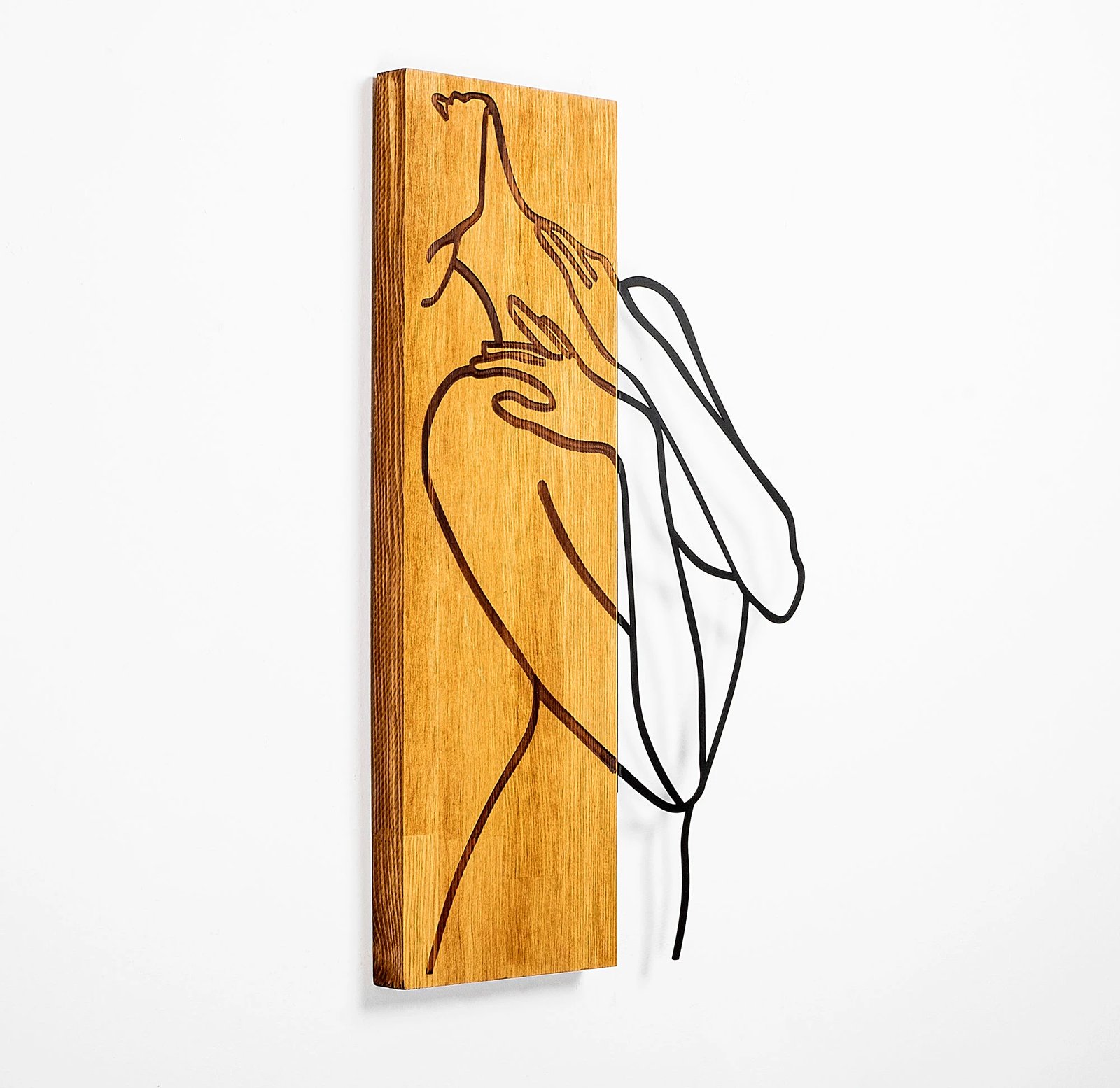 Aksesor dekorativ për mur, dru arre, metal i zi, Wallity MA-297, 58x36cm