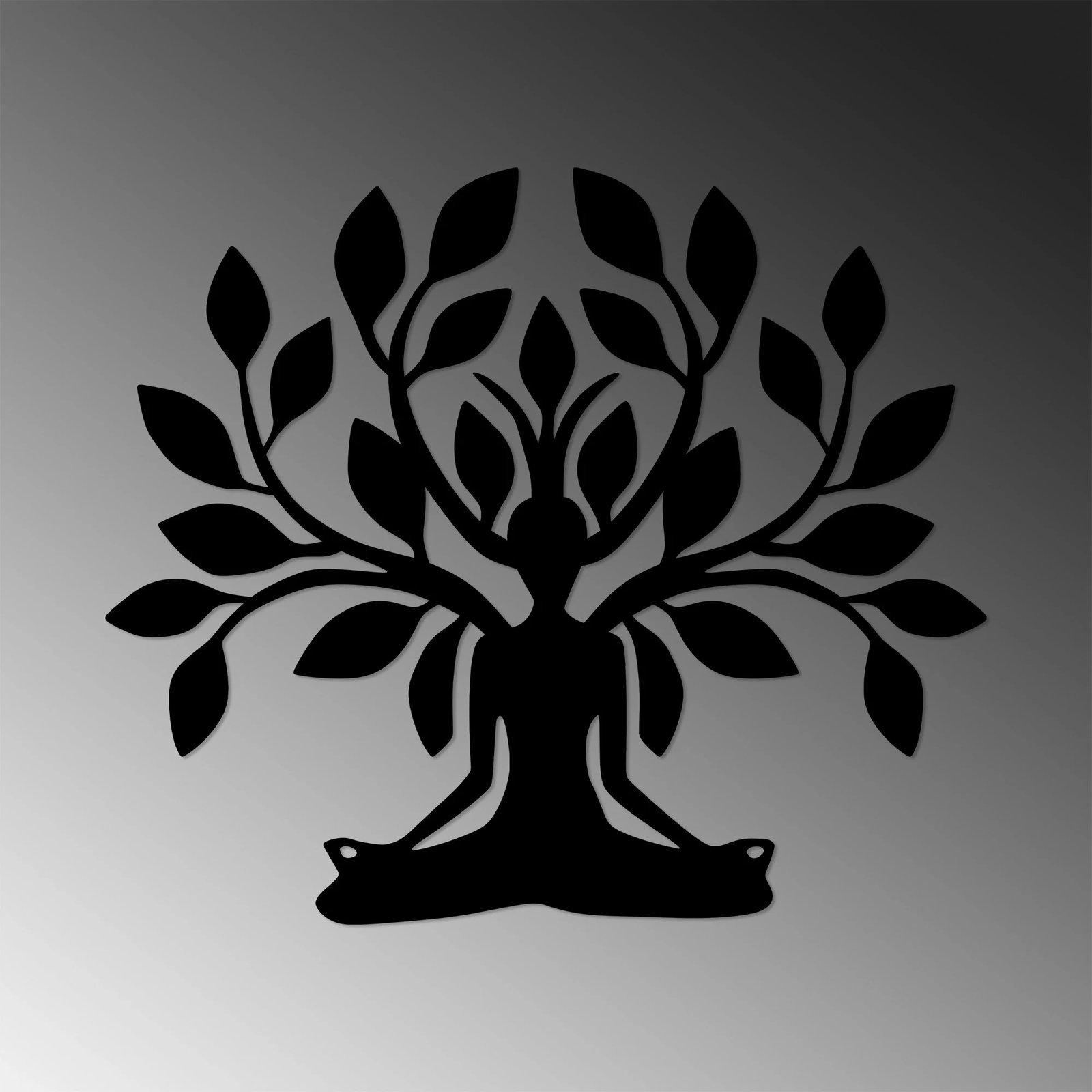 Aksesor dekorativ metalik për mur, Wallity, Yoga, ngjyrë e zezë, 60x70cm