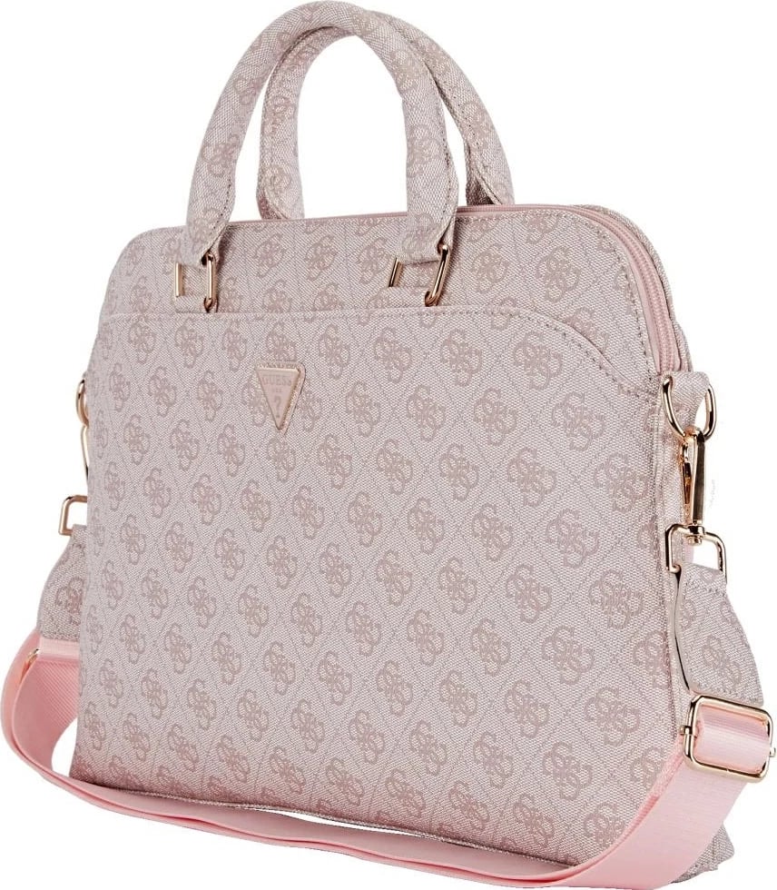 Çantë laptopi Guess 4G Zipper Pocket Triangle Logo, 15", Rozë