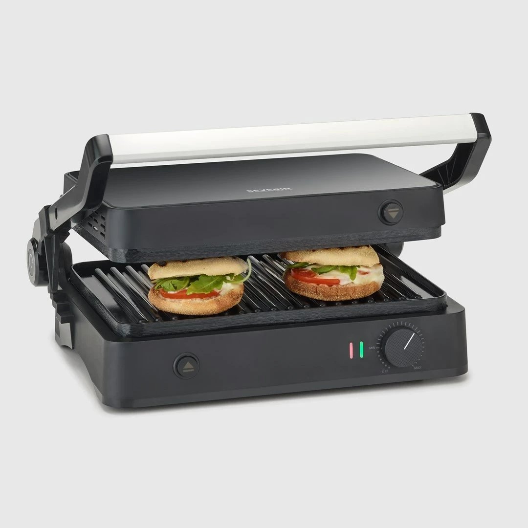 Grill elektrik Severin KG 2398, pllaka qeramike, 1800 W, zi