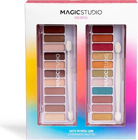 Paletë për sy Magic Studio Powerful Cosmetics Paleta Doble Matte dhe Metal unisex 24 ngjyra