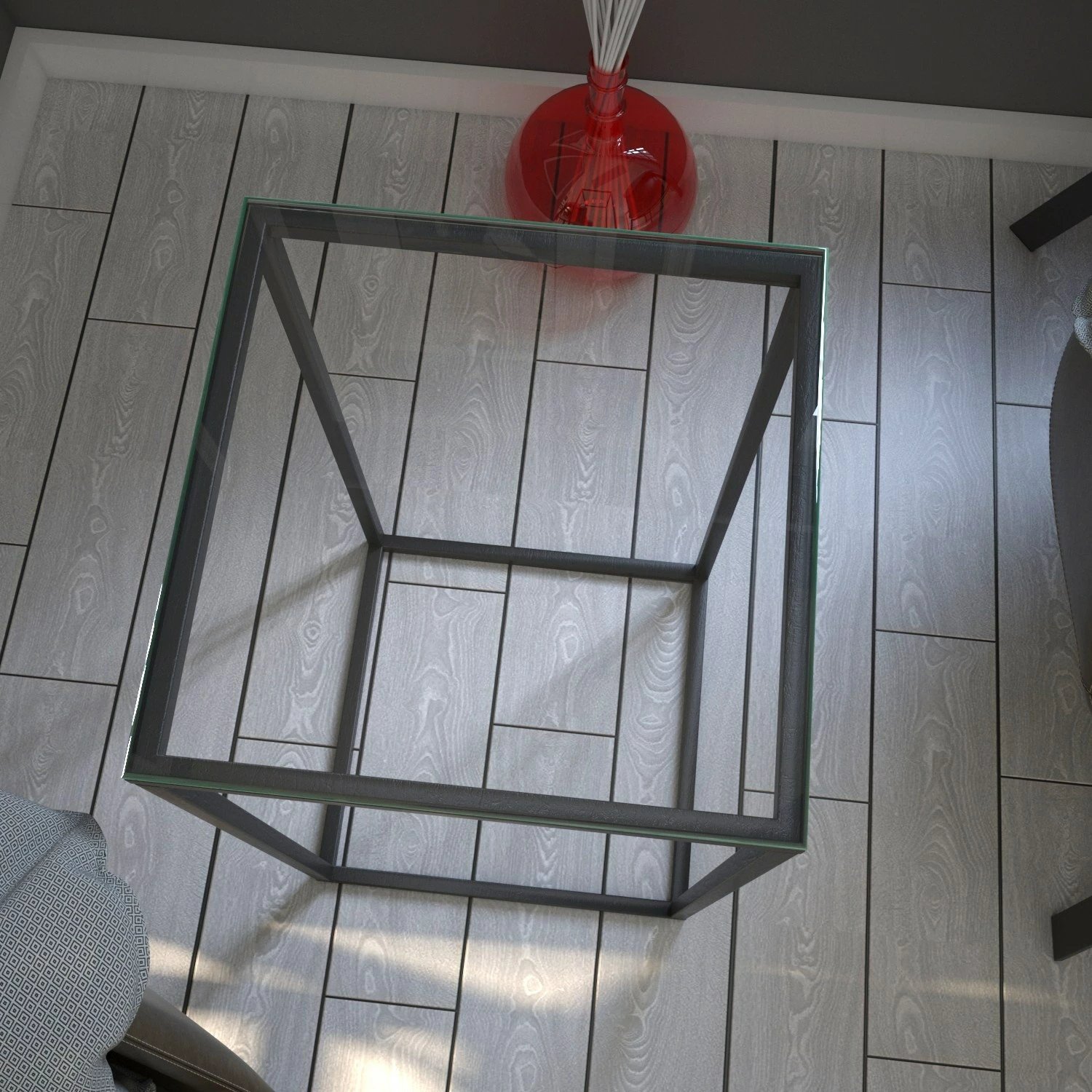 Tavolinë anësore Hanah Home, xham, ngjyrë antracit