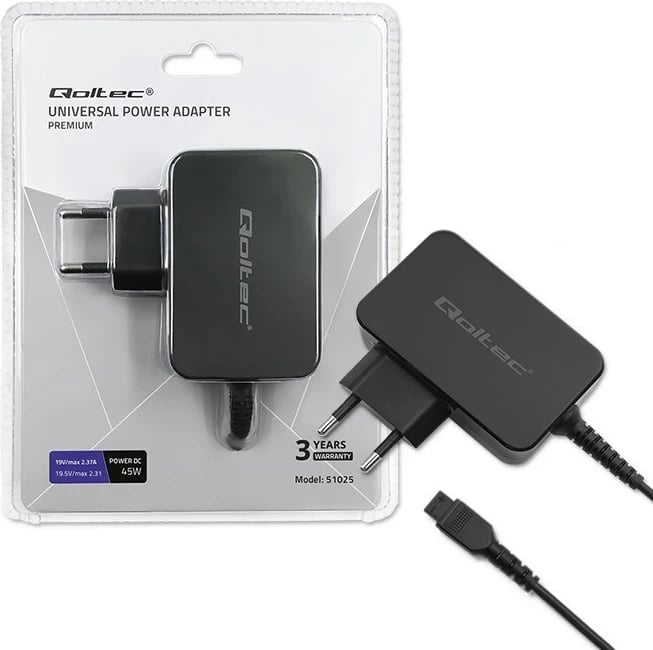 Adapter energjie Qoltec 51025 për brenda, i zi