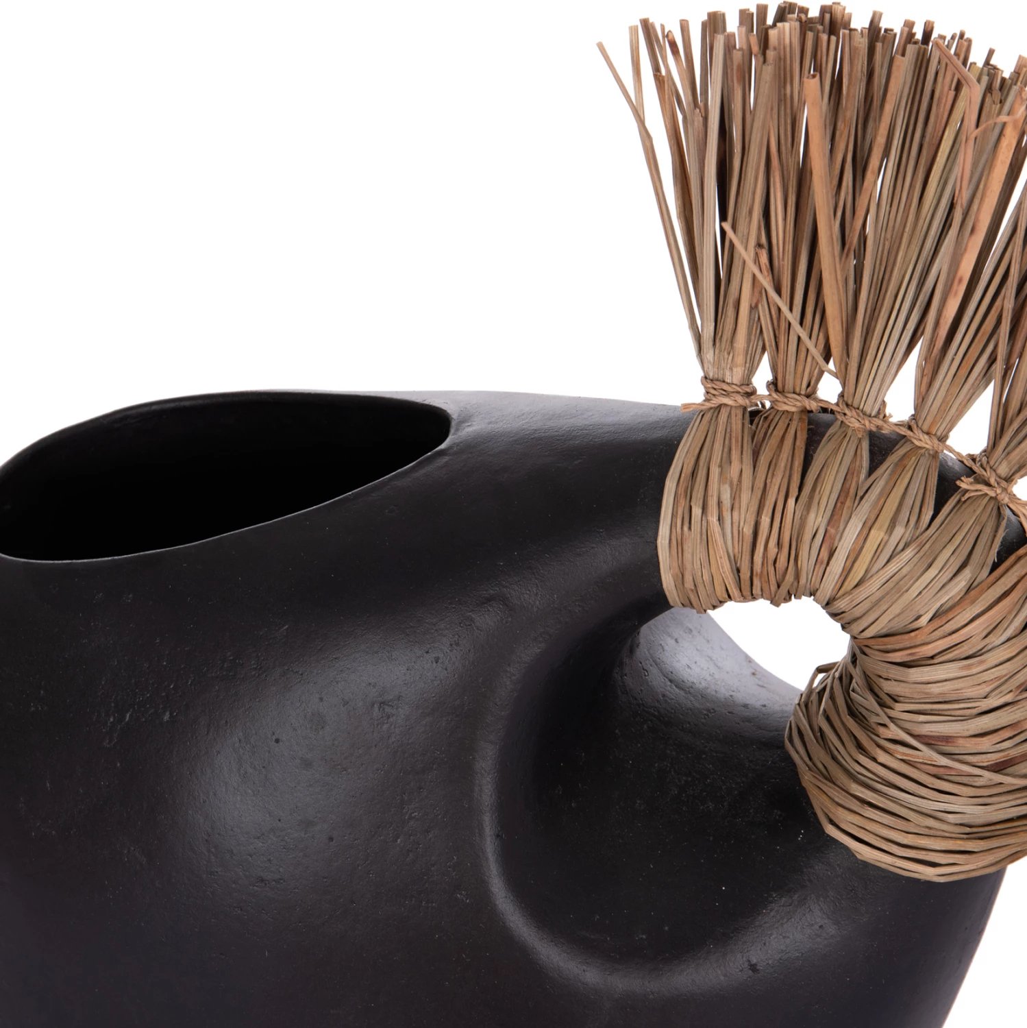 Vazo dekorative tavoline ALICA2, terrakotë e zezë, bar i thatë, 44x18x50Hcm