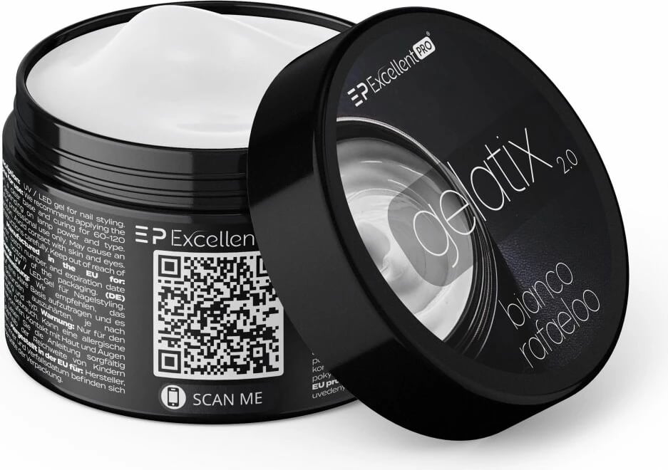 Xhel ndërtues për thonj Excellent PRO Gelatix 2.0 Bianco Rafaeloo për femra, 50g
