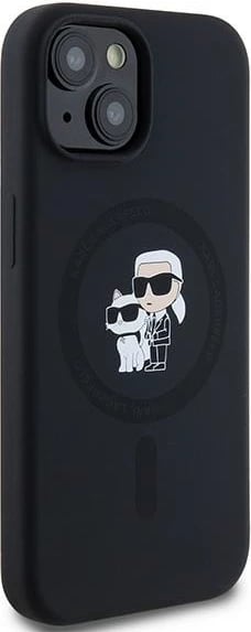Mbështjellës Karl Lagerfeld Silicone Karl & Choupette MagSafe për iPhone 15/14/13, i zi