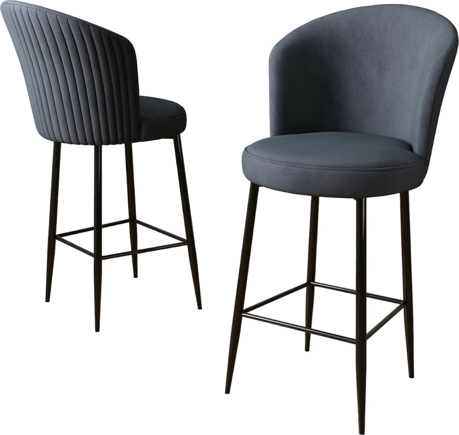 Set karrigesh për bar (2 copë), Hanah Home, Fora, antracit, e zezë