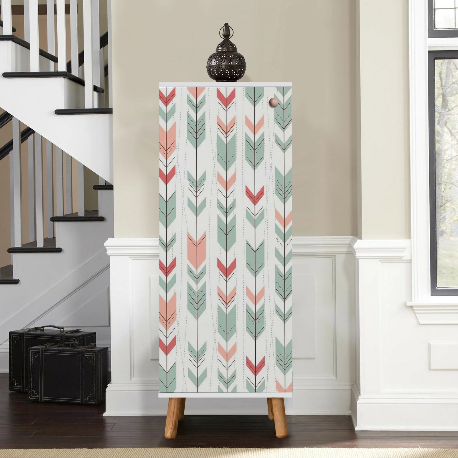 Dollap këpucësh Hanah Home, Vegas - B 943, ngjyrë e bardhë, këmbë dhe doreza prej druri, 50x135x38 cm