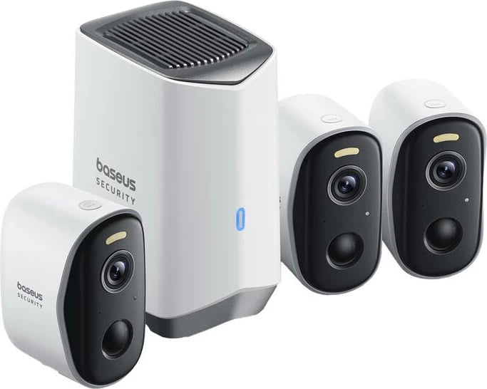 Set kamerash të jashtme Baseus N1, 2K, 3 copë, e bardhë
