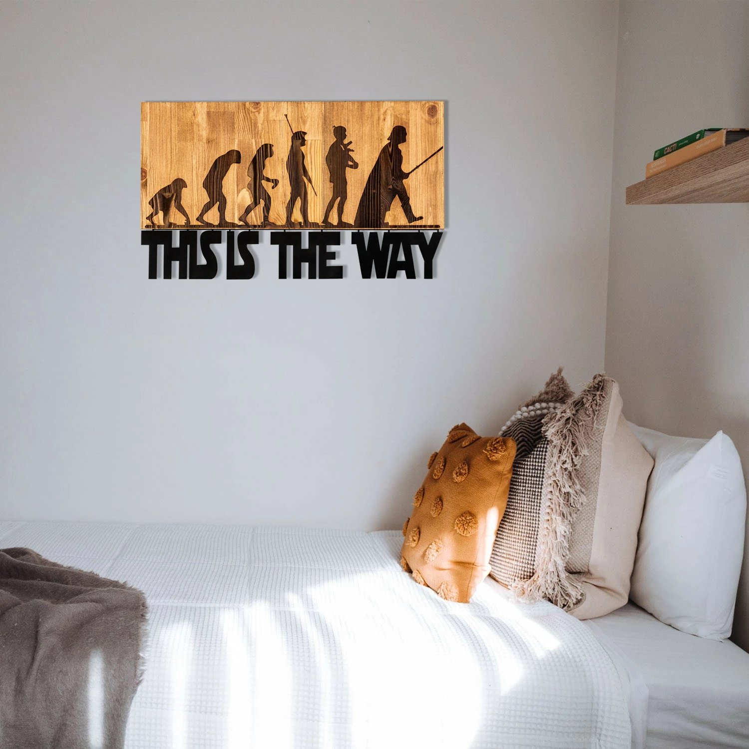 Aksesor dekorativ prej druri për mur, Wallity Evrim, ngjyrë e zezë dhe arre, 58x37cm