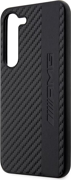 Mbështjellës Mercedes AMG AMHCS23SBLSCA për Samsung Galaxy S23, hardcase, Carbon Stripe & Embossed, i zi