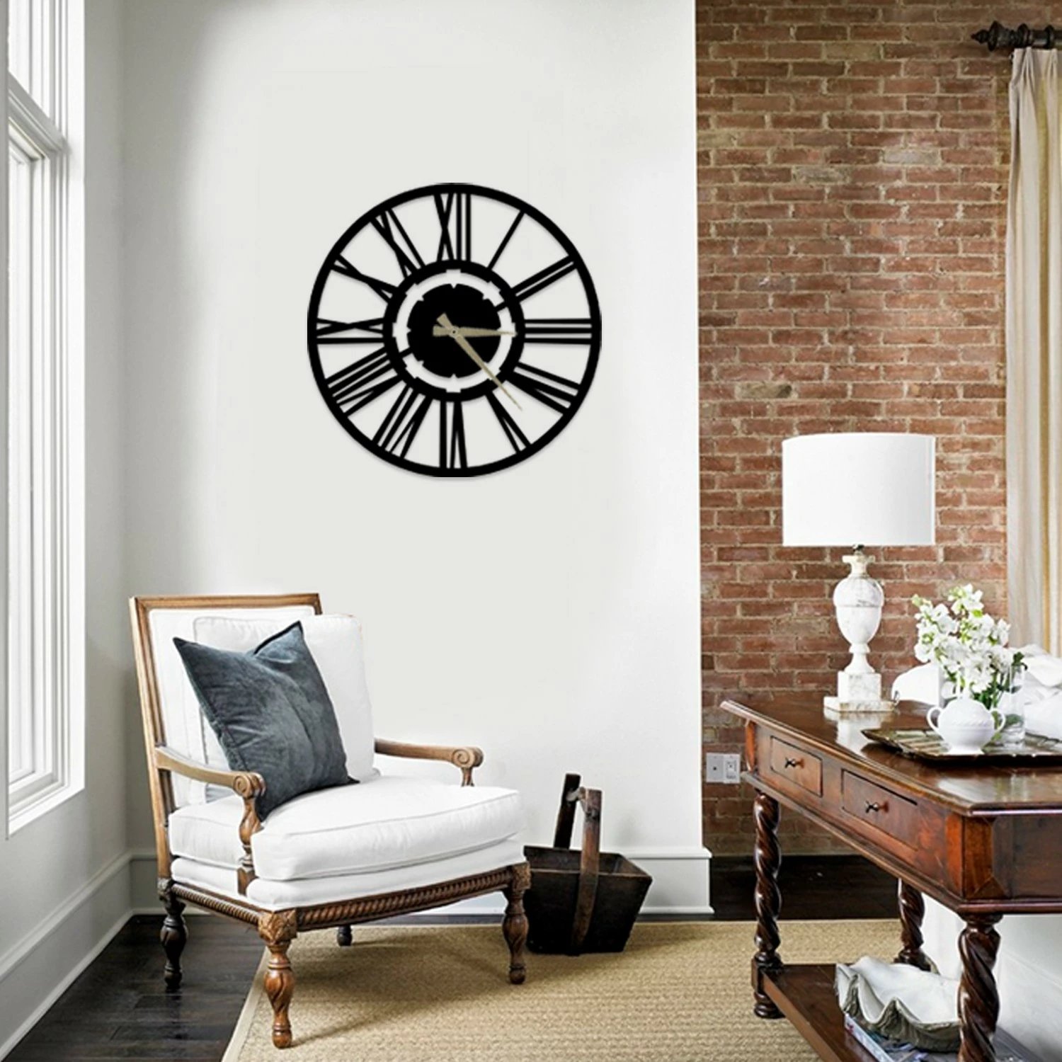 Orë muri dekorative prej metali, Wallity, Net, e zezë, 50x50cm