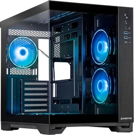Kasë Chieftec Visio GM-30B-TG-OP, Cube, ATX, micro ATX, xham i temperuar, A-RGB, e zezë