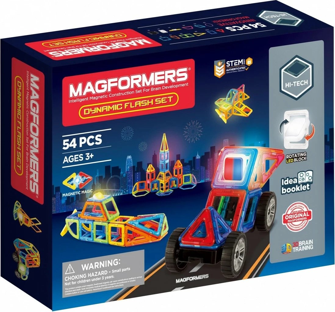 Set lodrash ndërtimi magnetike Magformers Dynamic Flash, 54 pjesë, shumëngjyrëshe