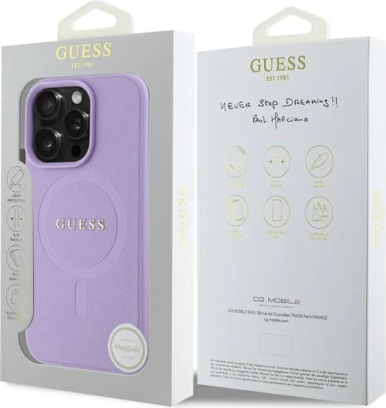 Mbështjellës Guess Saffiano MagSafe për iPhone 16 Pro Max, Violet Mbështjellës Guess Saffiano MagSafe për iPhone 16 Pro Max, Violet