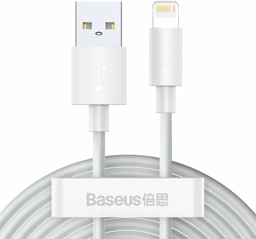 Kabllo USB-Lightning Baseus TZCALZJ-02, 1.5m, Set 2 copë, Bardhë