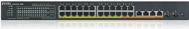 Switch Zyxel XMG1930-30HP, 24 porta 2.5GbE, Layer 2, PoE 700W, 4x10GbE, 2xSFP+, për rack, i zi