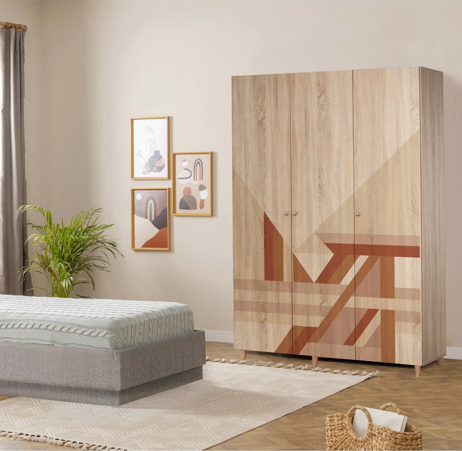 Dollap Lena 3, Skye Decor, ngjyrë sonomo, 135x192x52cm