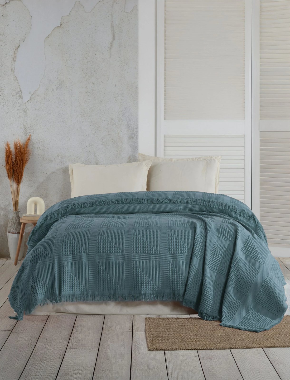 Batanije Double Pique Jacquard, ngjyrë kaltër, Sirius, 220x240cm