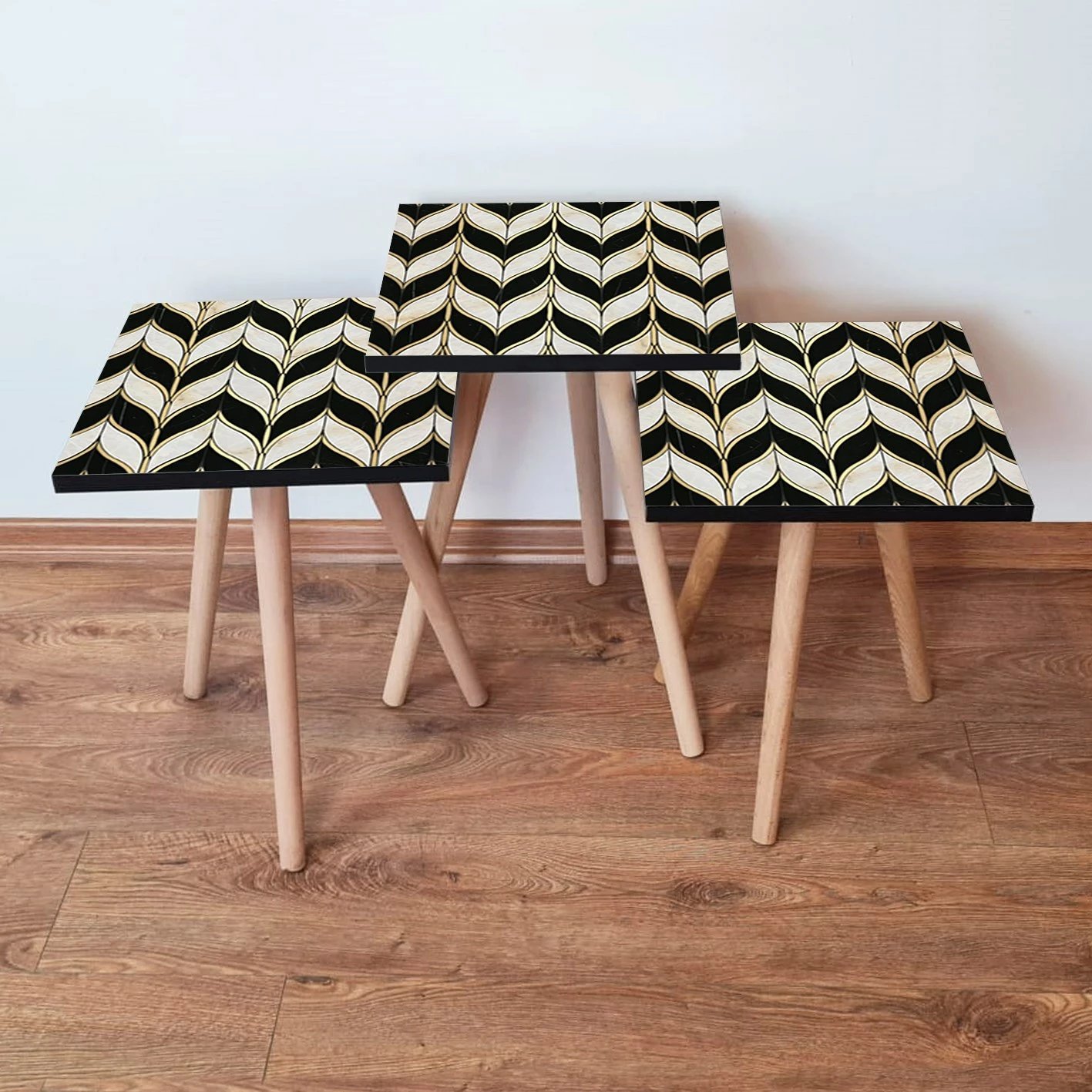 Set tavolinash të mbivendosura Skye Decor, 3 copë, 3Shp130, ngjyrë e bardhë