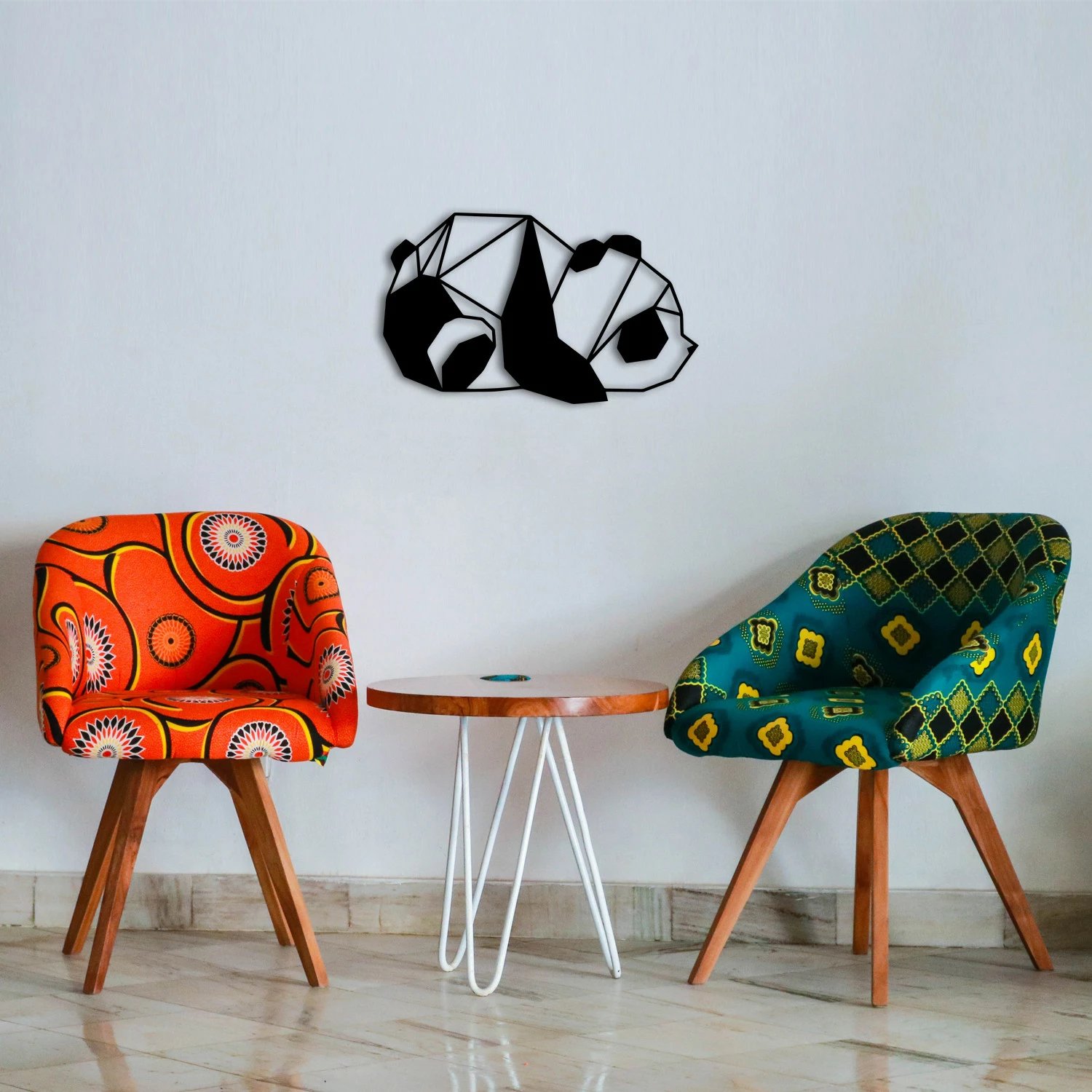 Aksesor dekorativ metalik për mur, panda, Wallity, ngjyrë e zezë, 52x31cm