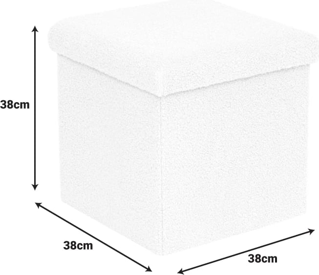 Stool-trunk Crystal, stof boucle, ngjyrë fildishi, 38x38x38cm