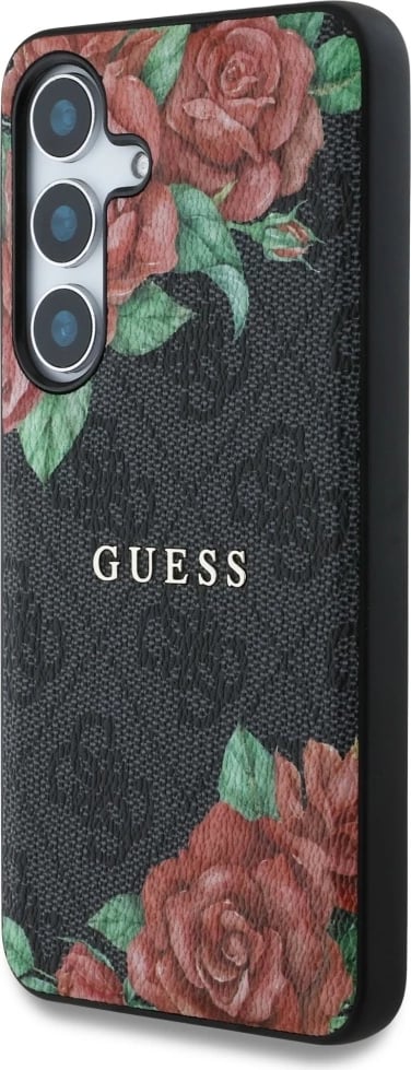 Mbështjellës Guess Leather 4G Flowers Print Metal Classic Logo MagSafe për Samsung Galaxy S25, Zi Mbështjellës Guess Leather 4G Flowers Print Metal Classic Logo MagSafe për Samsung Galaxy S25, Zi