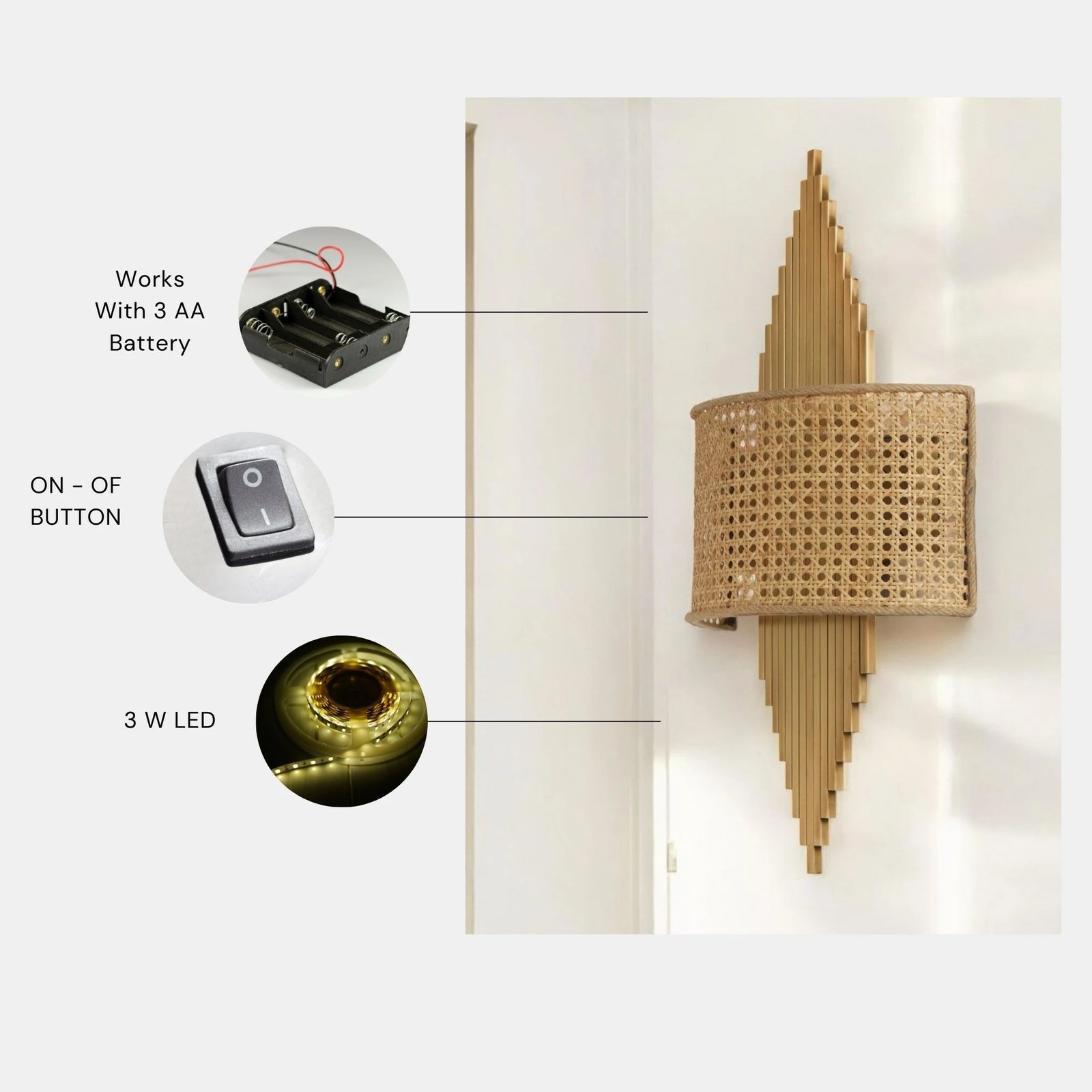 Llambë muri Opviq, Aslı - 8763-2P, ngjyrë ari dhe bezhë