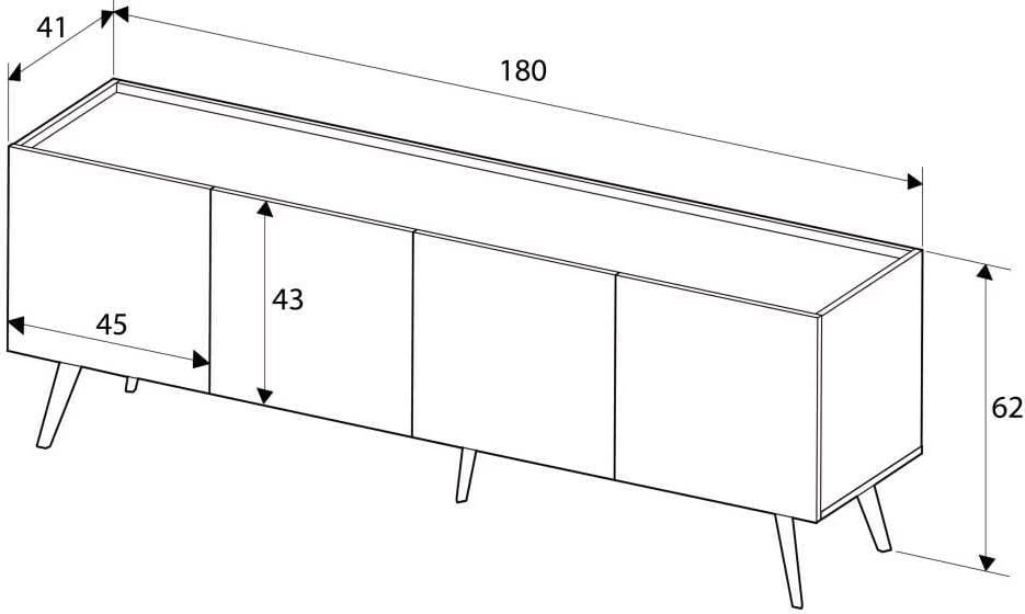 Komodë për TV, ngjyrë lisi, Hanah Home, Tvc-740-Ff-1