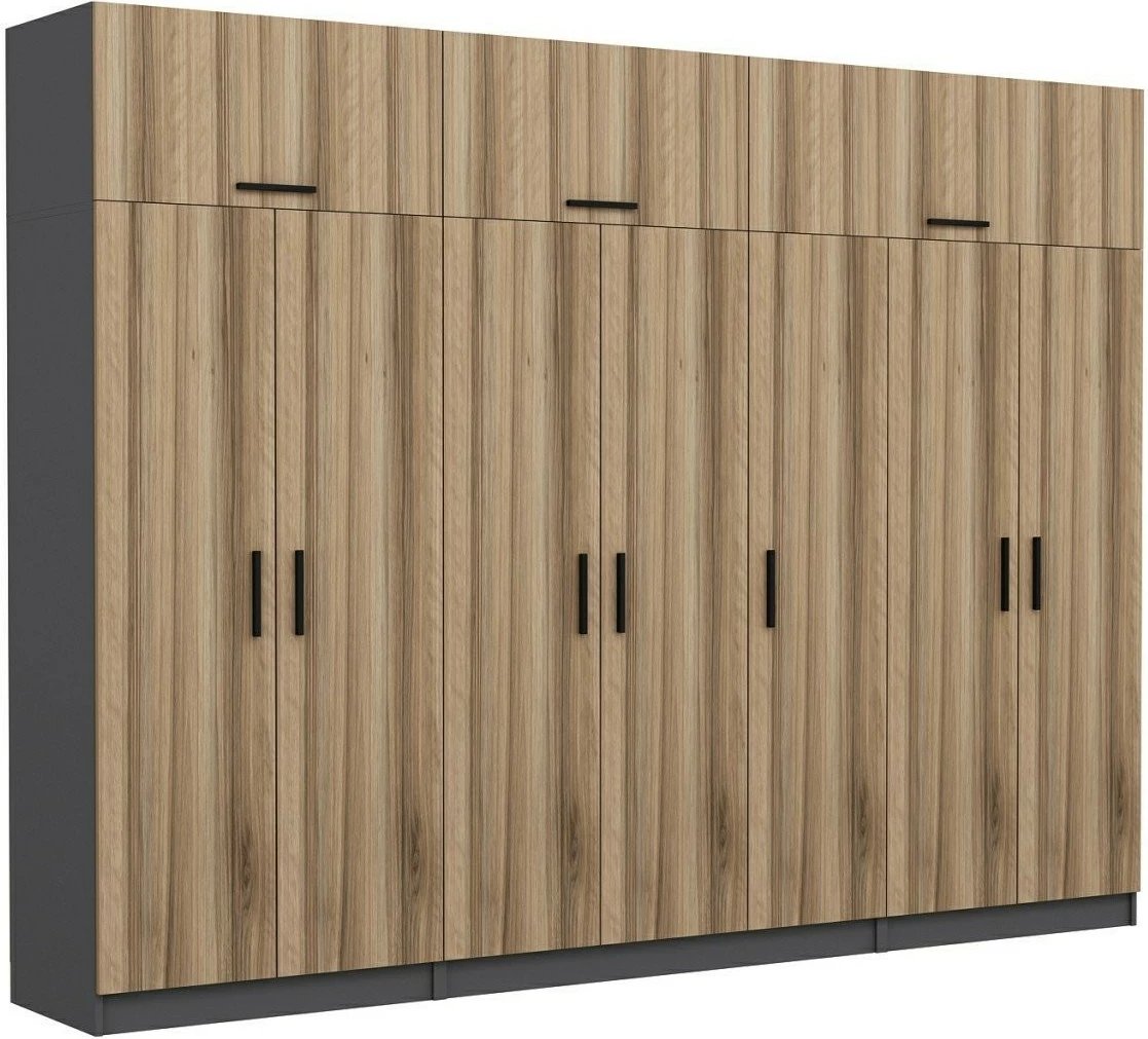 Dollap i madh, ngjyrë arre dhe antracit, Skye Decor, 315x255x52 cm