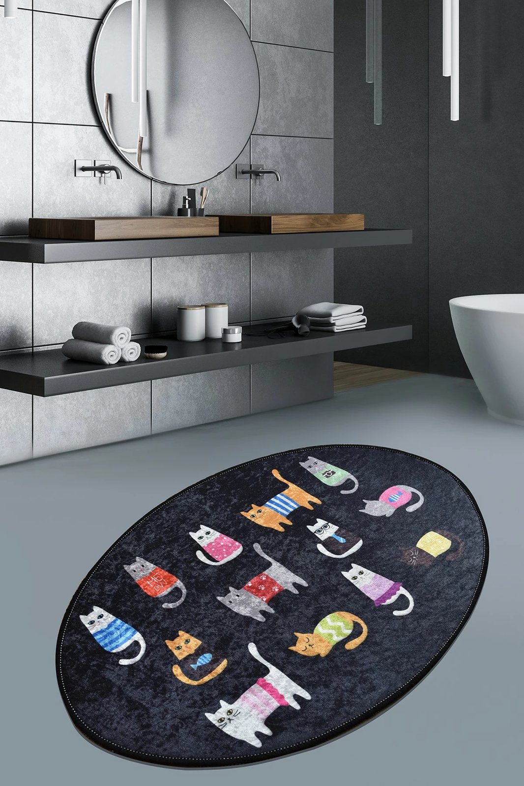 Qilim oval me mace të zeza, Conceptum Hypnose, 60x90cm