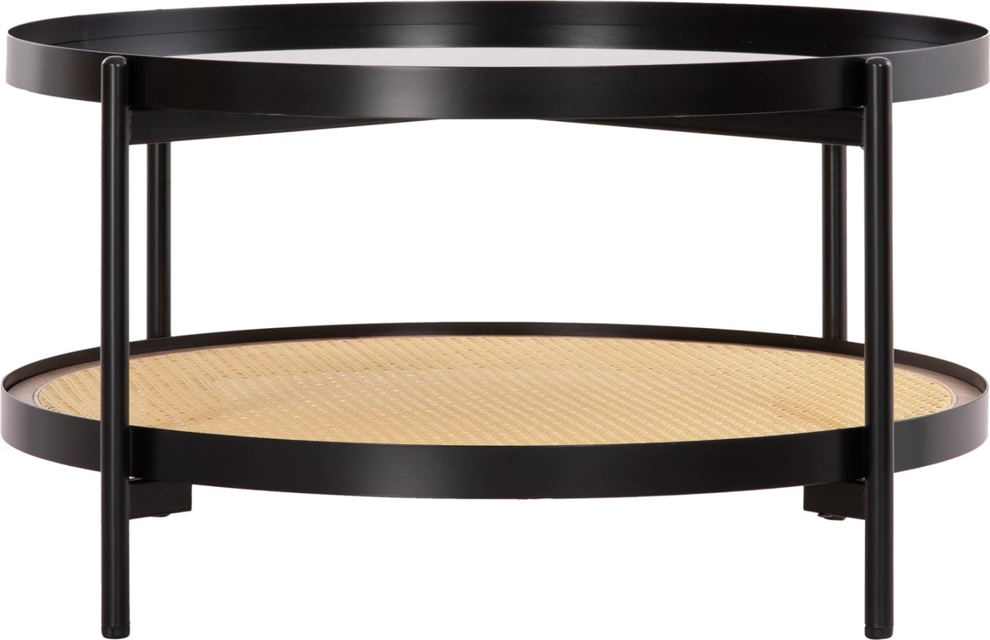 Tavolinë kafeje SEITZ FH18030, sipërfaqe xhami, metal-ratan, Φ80x45Hcm