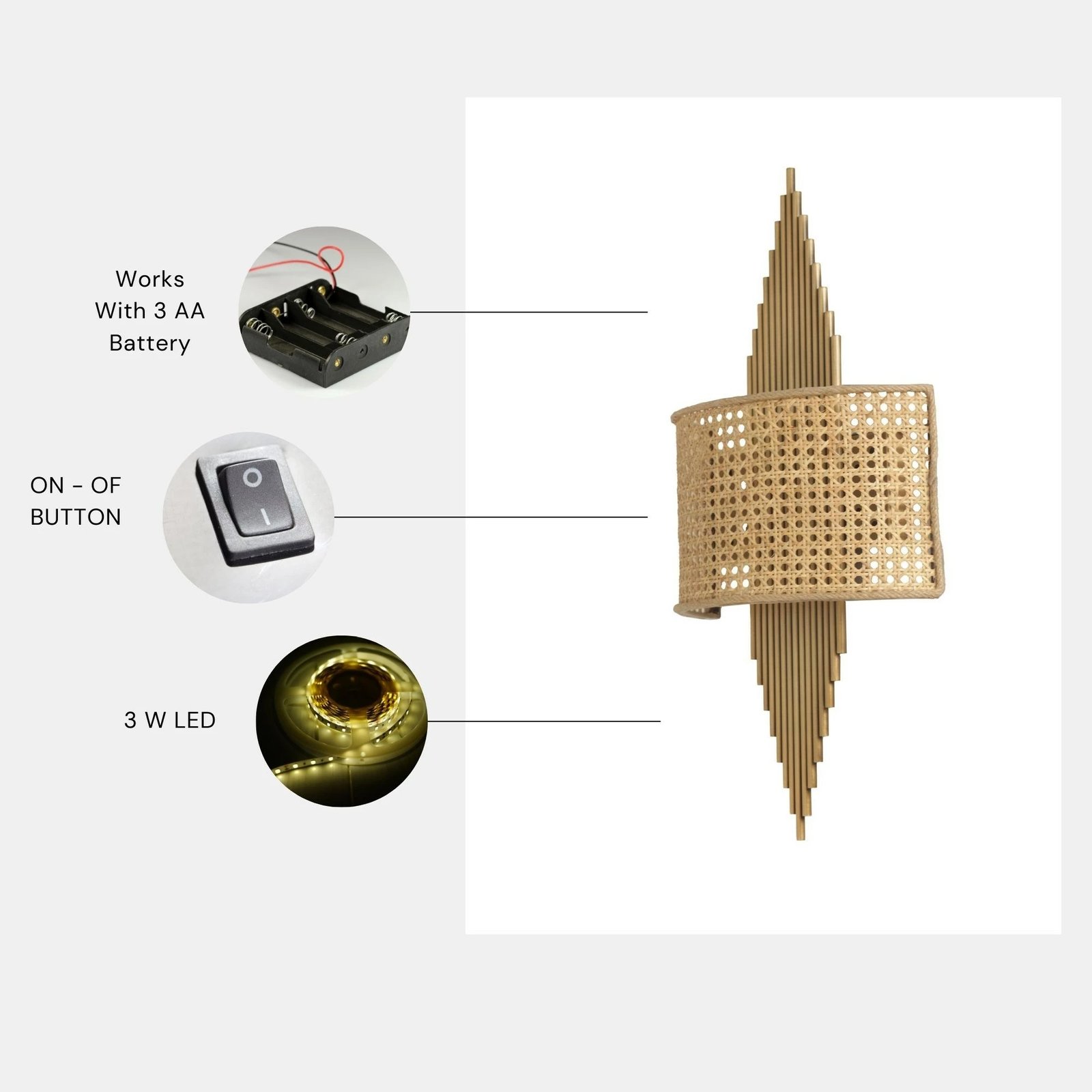 Llambë muri Opviq, Hande - 8766-4P, ngjyrë ari dhe bezhë