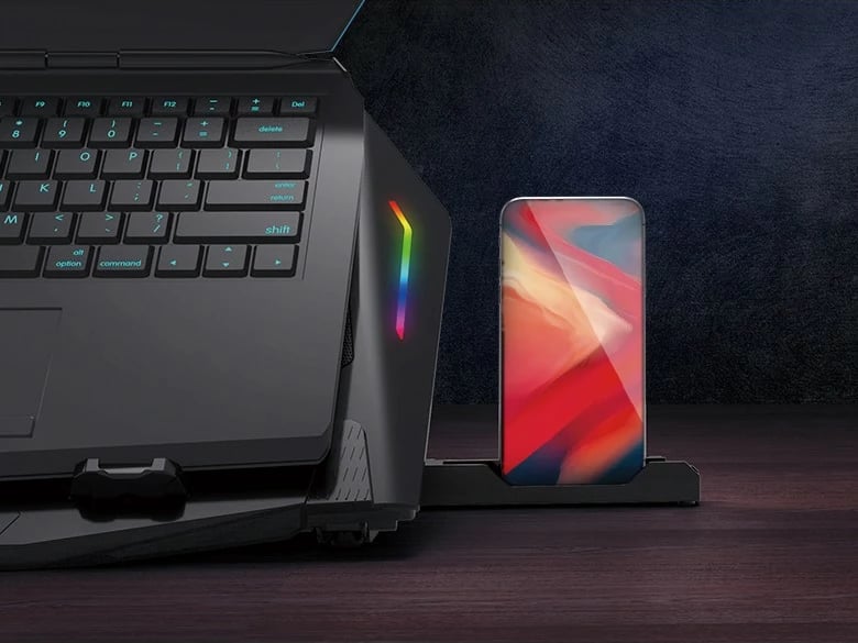 Pad ftohës Conceptronic 2-Fan, USB-A 2.0, RGB, 17 inç, i zi