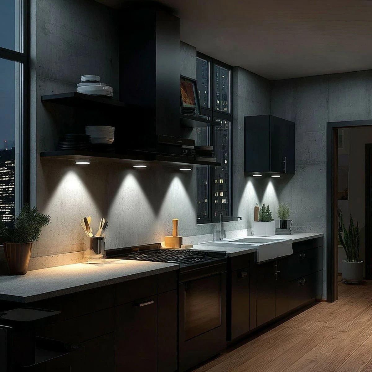 Set llambash LED me telekomandë, Maclean MCE165, rregullim ndriçimi dhe timer 30 min, me bateri 3xAAA, e bardhë, set 6 copë