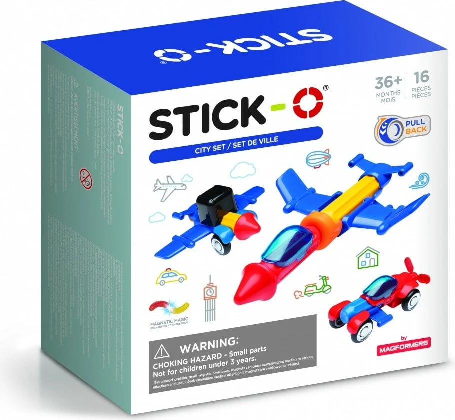 Set lodrash magnetike Magformers Stick-O Urban, 16 pjesë