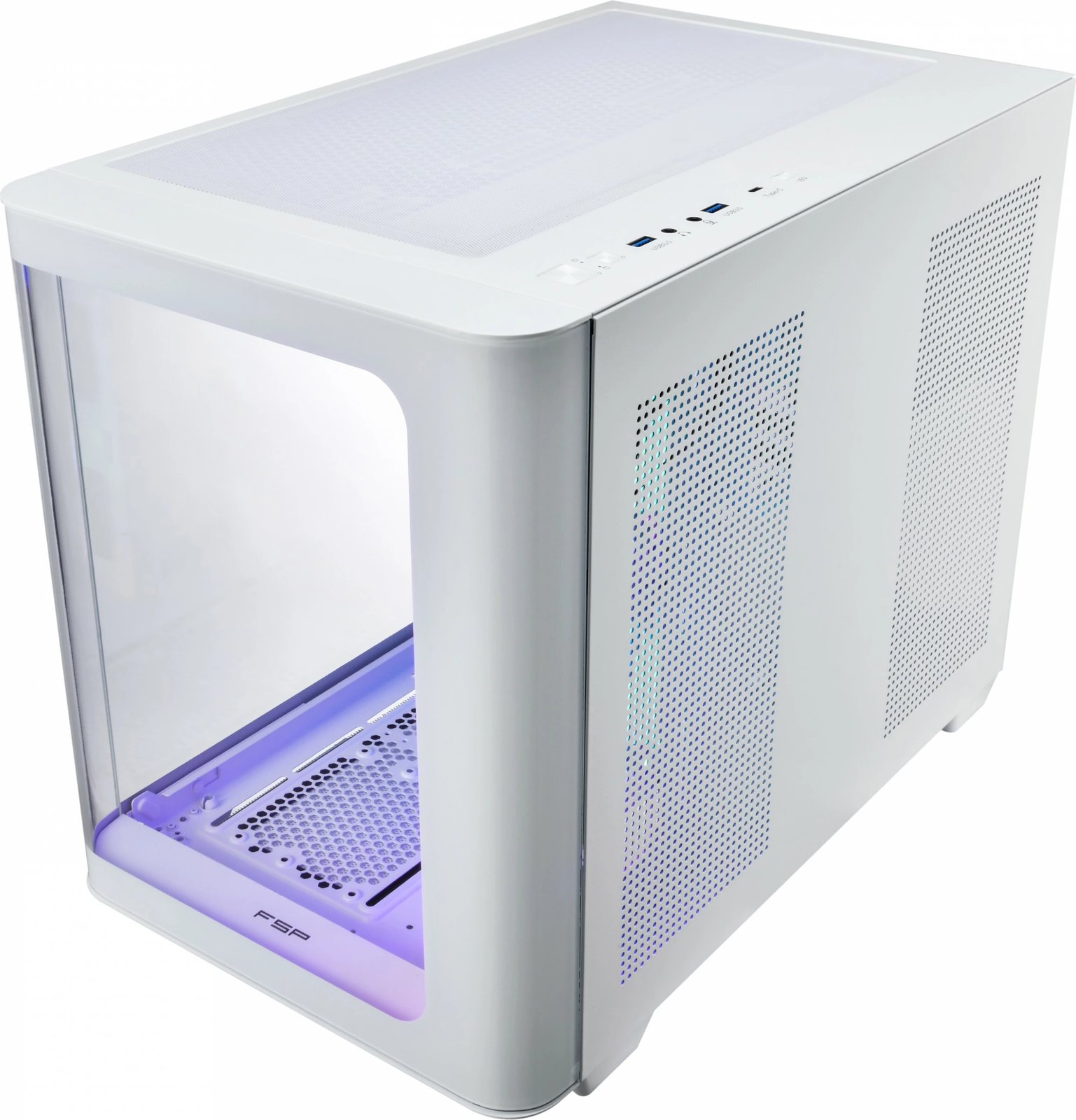 Kasë FSP S380-WA ARGB TG, midi tower, xham i temperuar, e bardhë