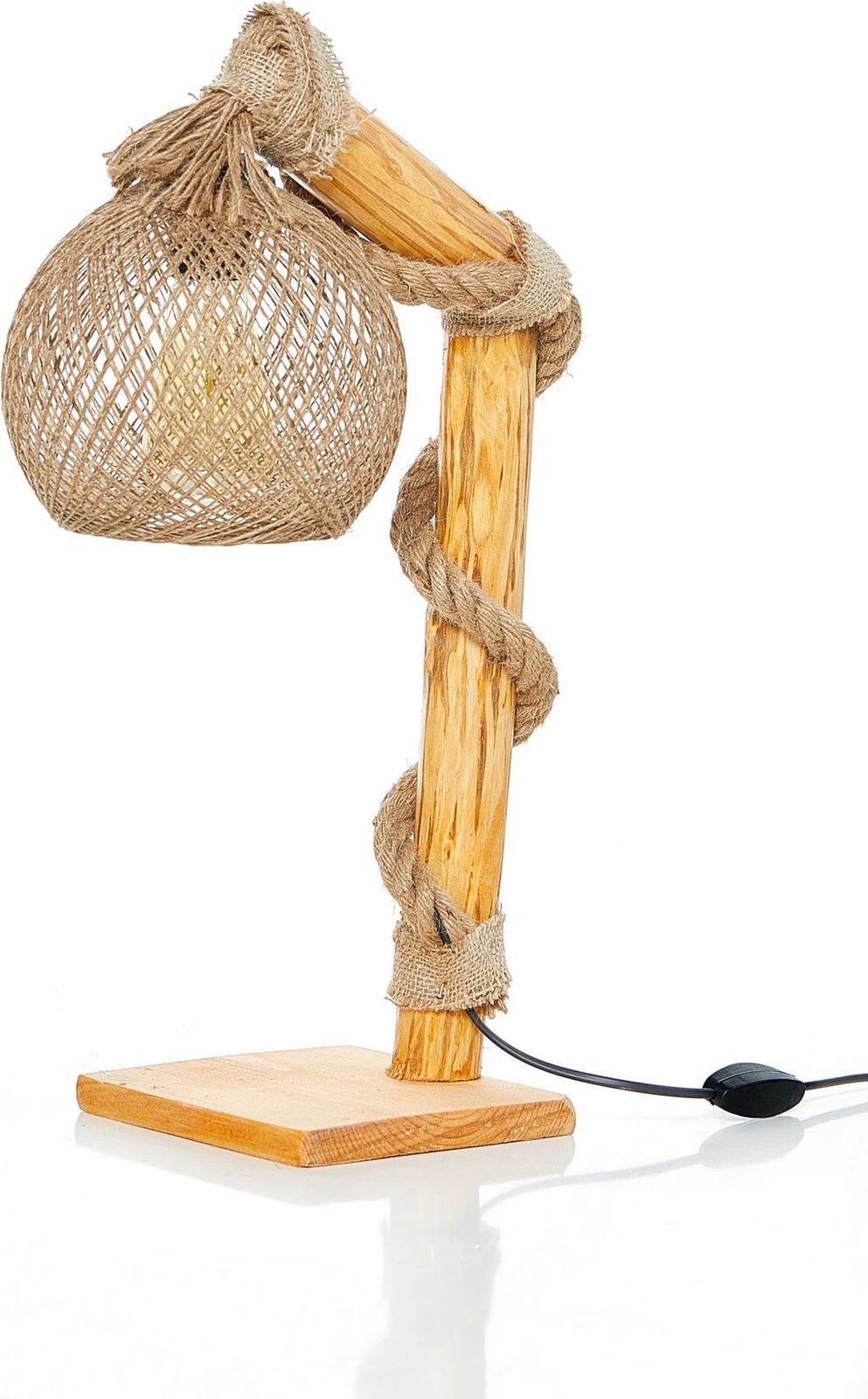 Llambë dyshemeje Opviq, Canata, trup druri, kapak jute, ngjyrë natyrale