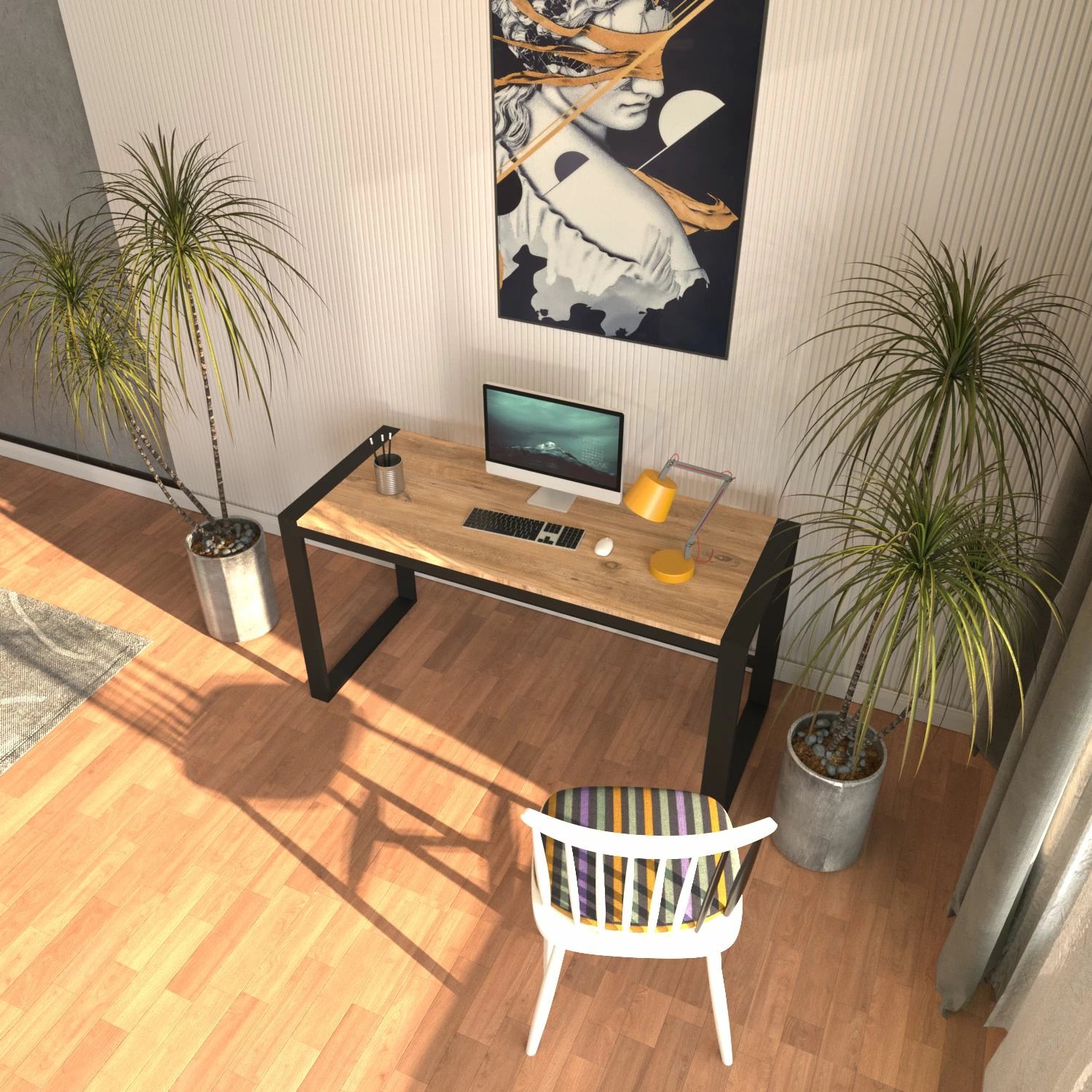 Tavolinë pune Hanah Home, Marsilya 122, ngjyrë Atlantic Pine, e zezë