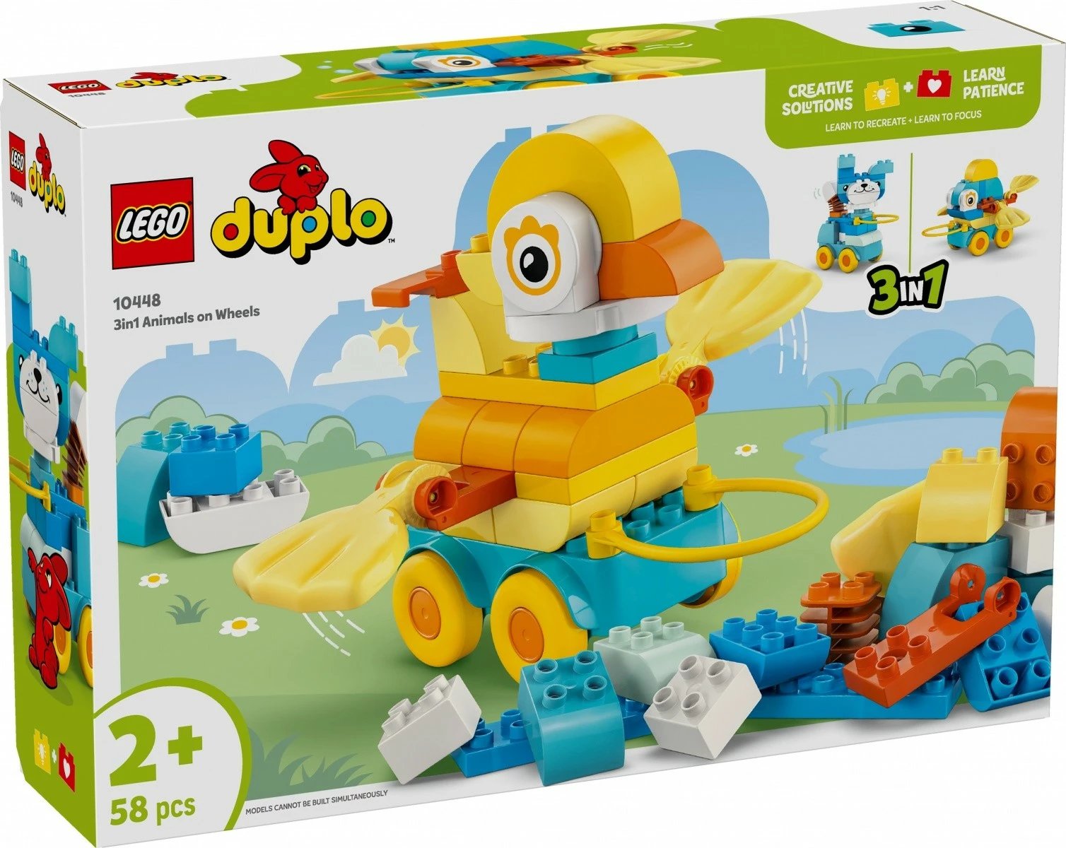 Set lodrash LEGO DUPLO 3 në 1 Kafshë me rrota, 58 pjesë, për fëmijë 2+ Set lodrash LEGO DUPLO 3 në 1 Kafshë me rrota, 58 pjesë, për fëmijë 2+