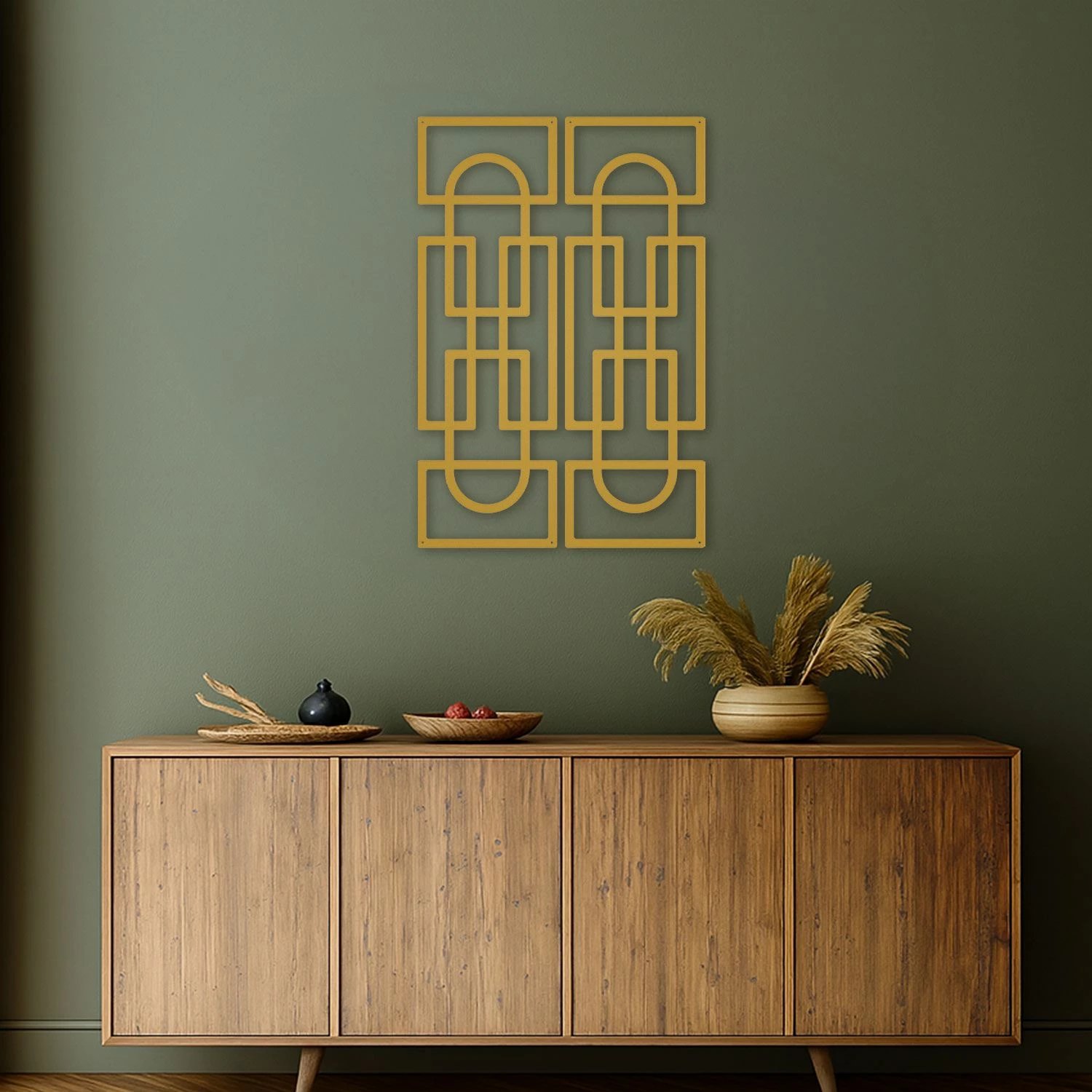 Set dekorativ metalik për mur (2 copë), Wallity, Echo Forms, ngjyrë ari, APT837